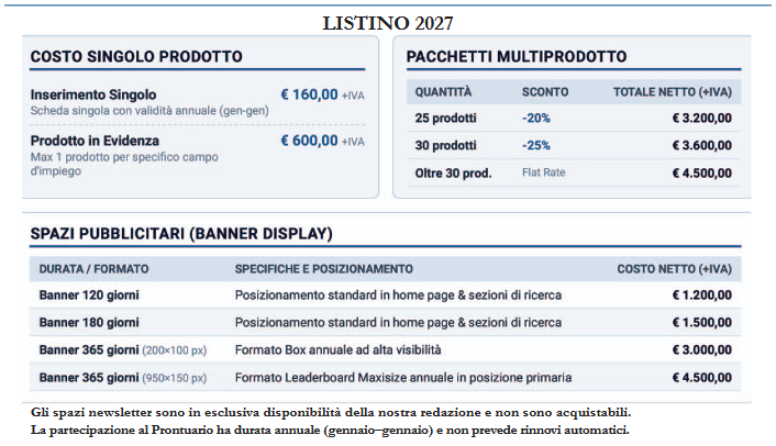 Listino 2027 Listino 2027